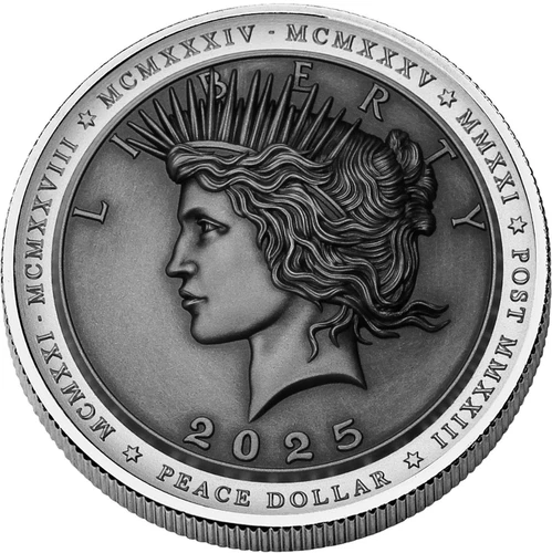 2025 Niue Peace Dollar Incused 1 oz 999 Silver BU Matte Coin Ultra High Relief