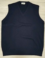 Vintage 90s LL Bean Lambs Wool Knit Sweater Vest Mens XLT Navy Blue Scotland