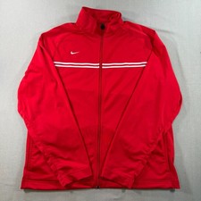 VTG Nike Team Track Jacket Mens XL Red Full Zip Fleece Lined Y2K 90s Retro