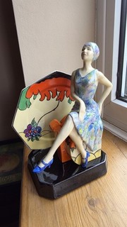 Claruce Cliff Ceramic Figurine Tea with Clarice Cliff
