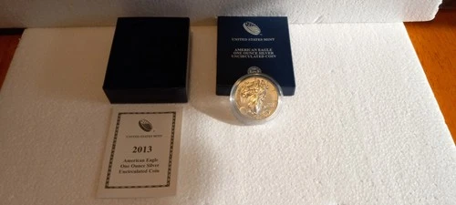 2013 W American Silver Eagle Dollar Coin Uncirculated Burnished with OGP/COA