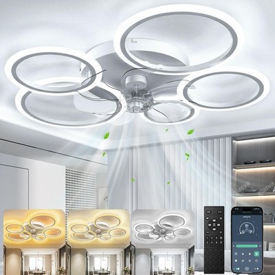 Deckenventilator LED Deckenleuchte Schlafzimmer Lampe Ventilator + Fernbedienung