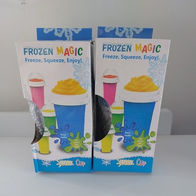 2x Rosa Slushy Cup Maker Gefroren Drücken Zum Selbermachen Eis Getränk Smoothie Tasse Wiederverwendbar 