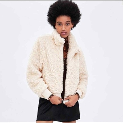 zara trf teddy coat