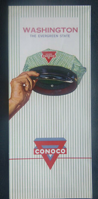 1959  Washington road map Conoco  oil  gas pre  interstate 