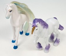 4"-5" Plastic Irridescent White/Blue  Purple HORSE  UNICORN Animal Figures EUC