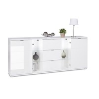 Burton Sideboard In White High Gloss With 3 Drawers And Led Burton Sideboard In White High Gloss With 3 Drawers And Led