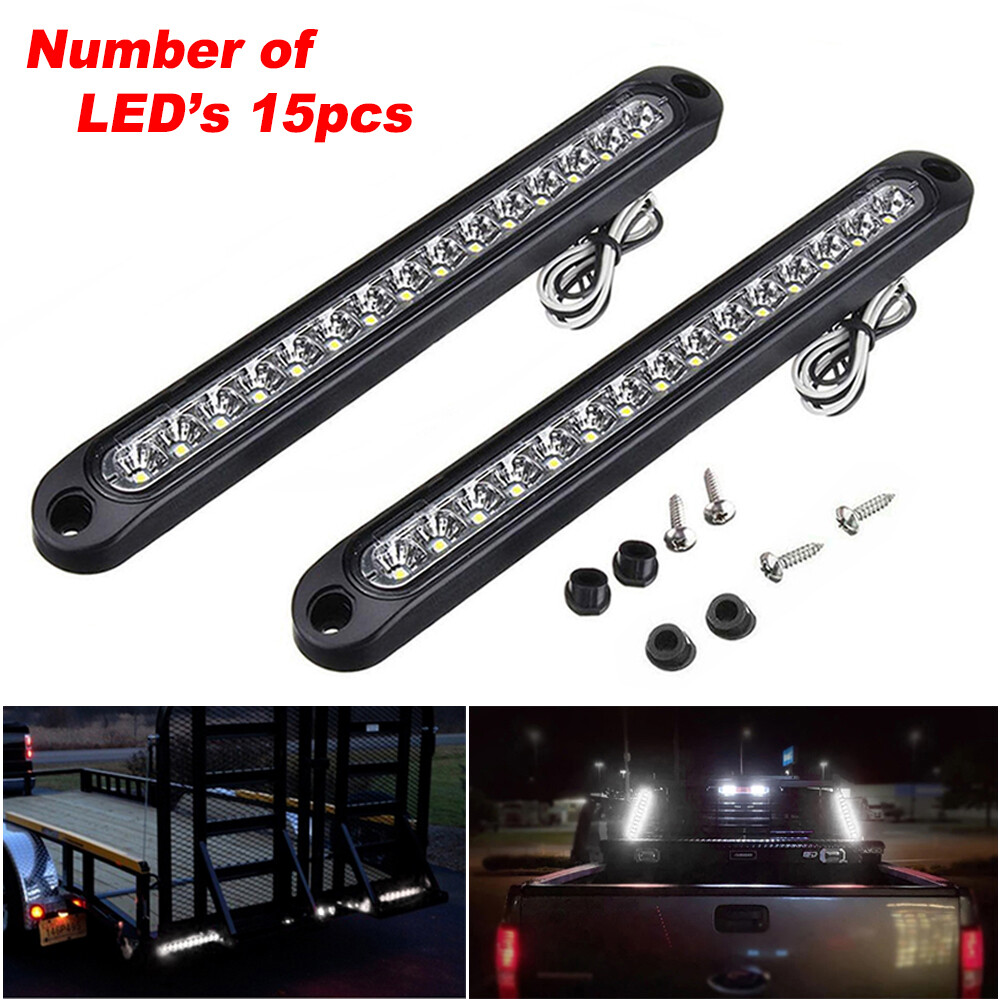 2x 10" 15LED Trailer Reverse Back Up Light Bar Sealed White RV Truck Tail Lights eBay