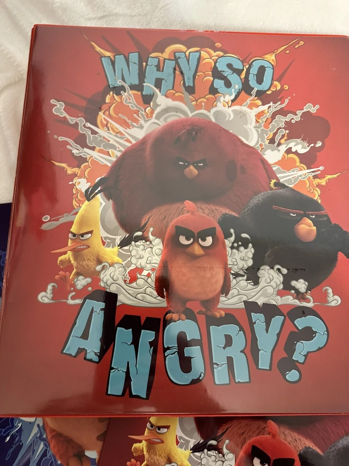 Angry Birds 2 inch binder with two folders. Blue and red New. School supplies, - Image 3 of 4