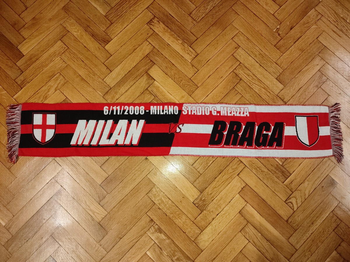 AC Milan Braga Soccer Scarf Football UEFA Europa League Bufanda
