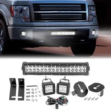 For Ford F150 2009-2014 (18" LED Light Bar + 3'' Pod) Driving Fog Light Lamp Kit
