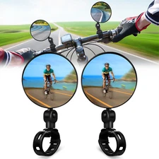 360° Rotation Bike Bicycle Handlebar Glass Rear View Mirror HD Anti-Shock Lens