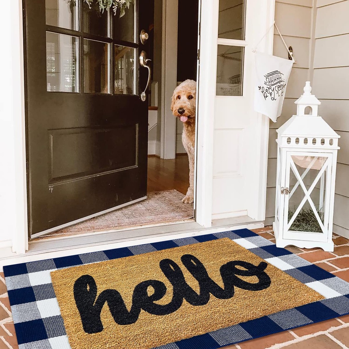 Buffalo Plaid Checkered Rug - 27.5x43 Inches Front Door Mat