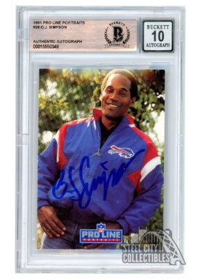 OJ Simpson 1991 Pro Line Portraits Autograph Card #28 BAS 10 | eBay