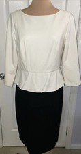 Talbots Women Ivory Casual Dress 6 Peplum Soft Stretch