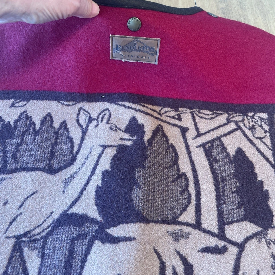 Chaleco Pendleton 203 Lana Intarsia Ciervo Oso Castor De Colección Raro L Foto 2 de 4