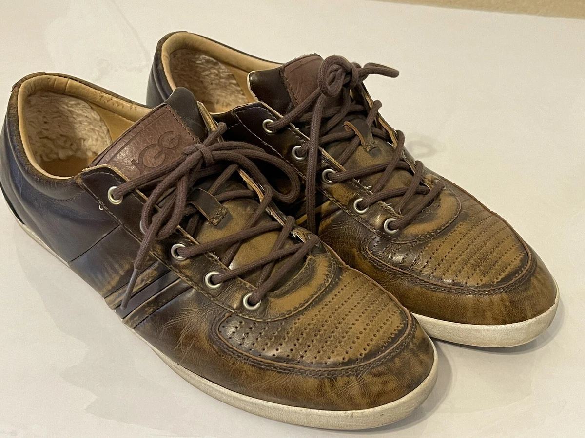 UGG Australia Men Shoes Size 11 Brook Lin Sneakers Leather Brown