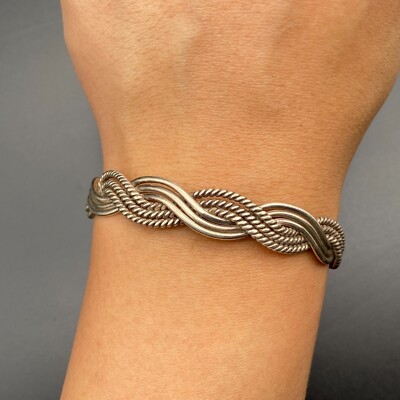 Vintage Mexico Twisted Sterling Silver Cuff Bracelet 6-3/8 Vintage Mexico Twisted Sterling Silver Cuff Bracelet 6-3/8