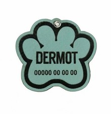 Custom Leather dog Name Tag, Personalised dog or cat Name Tag, id tag, paw