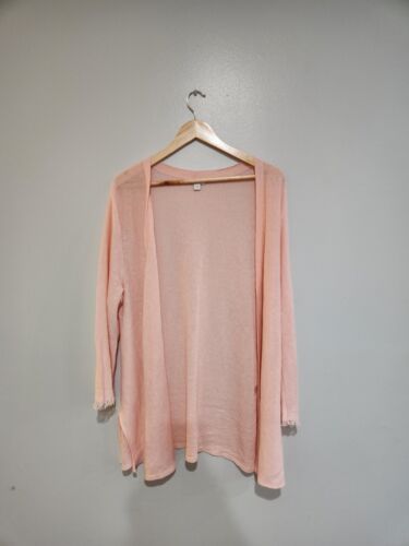 NWOT J.Jill Linen blend blush cardigan with raw sleeve hem, Size Large. - Picture 1 of 9
