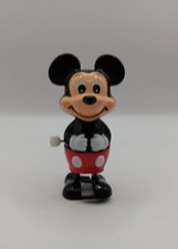 Mickey Mouse Figurine Plastic Wind Up Walking Toy Made Taiwan Tomy Gloves Button