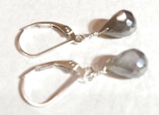AA Faceted Gray Moonstone Brio Sterling Leverback Earrings Sundance Artisan