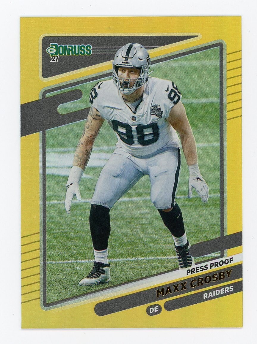 2021 Panini Donruss Maxx Crosby Gold Premium Press Proof #87 Las Vegas Raiders