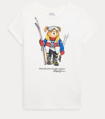 Polo Ralph Lauren Iconic Ski Polo Bear Cotton Tee shirt Sz M (8-10