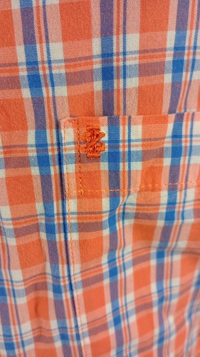 Izod Men's Size 3XL Orange Blue Plaid button Up Long Sleeve Dress Shirt - Picture 2 of 10