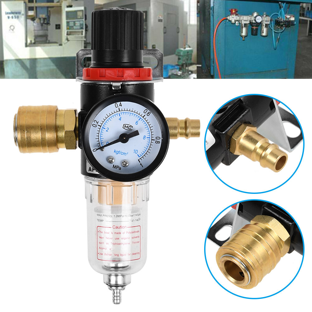 Druckluft Filter Druckluft Wasserabscheider & Druckminderer Set 1/4 Zoll - Für Kompressor Mit Schnellkupplung Manometer Druckluft