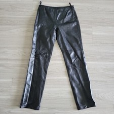 VTG Hugo Buscati Women's Size 6 Side Zip Straight Leg Black Leather Pants