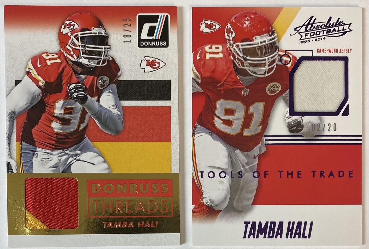 Tamba Hali Game Used Jersey Color Patch Lot SSP Donruss #/20