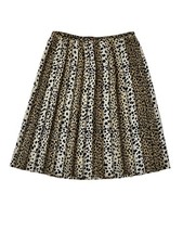 Vintage Mixed Animal Print Pleated Midi Skirt Elastic Waist Statement Capsule M