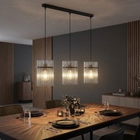 Pendellampe HäNgeleuchte Wohnzimmerlampe GlasstäBe Rauchfarben 3 Flammig H 140Cm