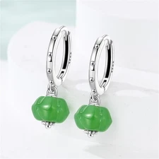 KUNSIR 925 Sterling Silver Green Citrus Hoop Earrings Trendy Women Birthday Gift