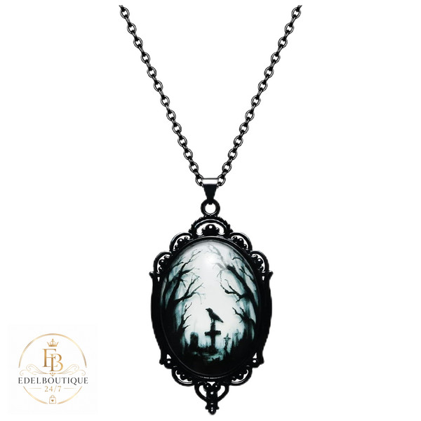 Halloween Kette Gothic Halskette Rabe Fledermaus KettenanhäNger Schmuck-image