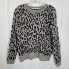  Other Stories Leopard Print Sweater Mohair Cotton Wool Gray Black M