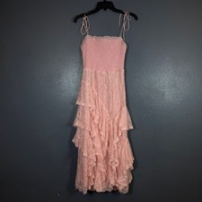 Alice + Olivia Size 2 women’s Blush Pink Lace Dress Smocked Ruffle Tiered