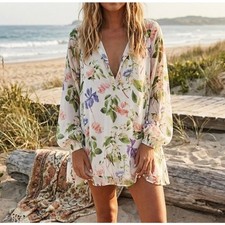 Show Me Your Mumu Jamie Tunic Mini Dress Flower Floral Boho Size S Flowy Cottage