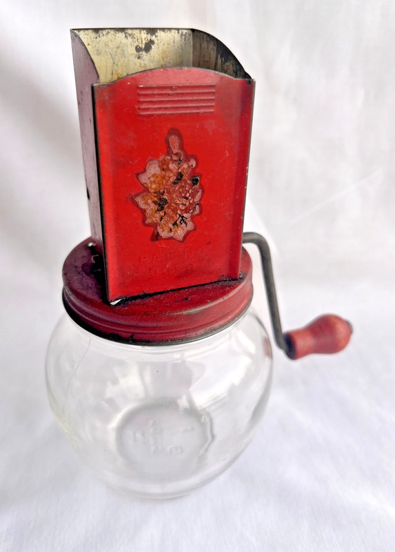 Hand Crank Nut Grinder Chopper Hazel Atlas Vintage Kitchen Glass Metal Wood