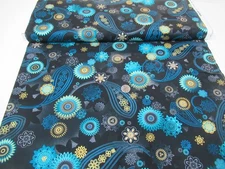 Michael Miller quilt-craft fabric DANCING PAISLEY blk 1 yd (cm-11851) with Gold