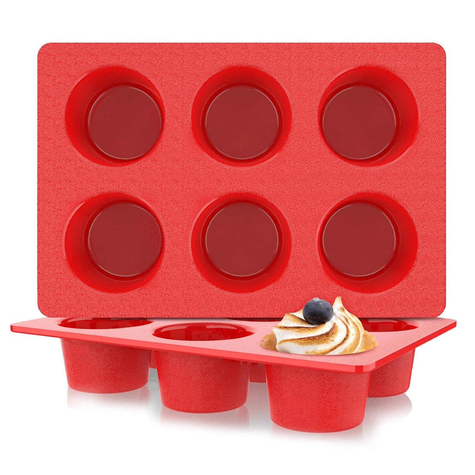 Jumbo Muffin Pan Silicone 6 Cups Non-Stick Deep Cupcake Mold BPA Free 2 PCS