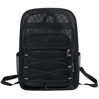 Heavy-Duty Clear Mesh Backpack, See-Through Backpack with Padded Shoulder Straps