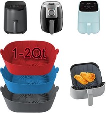 3 Pack Air Fryer Silicone Liners, Square Non-Stick Reusable Small Air Fryer Pot