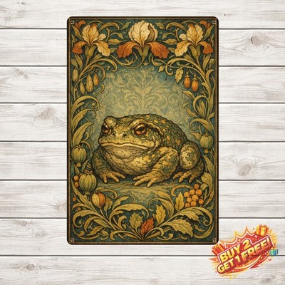 Women and Plants Frog Poster Metal Tin Sign 8x12 Home Wall Decor