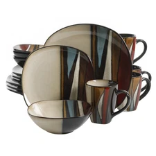 Gibson Elite Althea 16pc Reactive Glaze Dinnerware Set for 4, Multicolor, Red