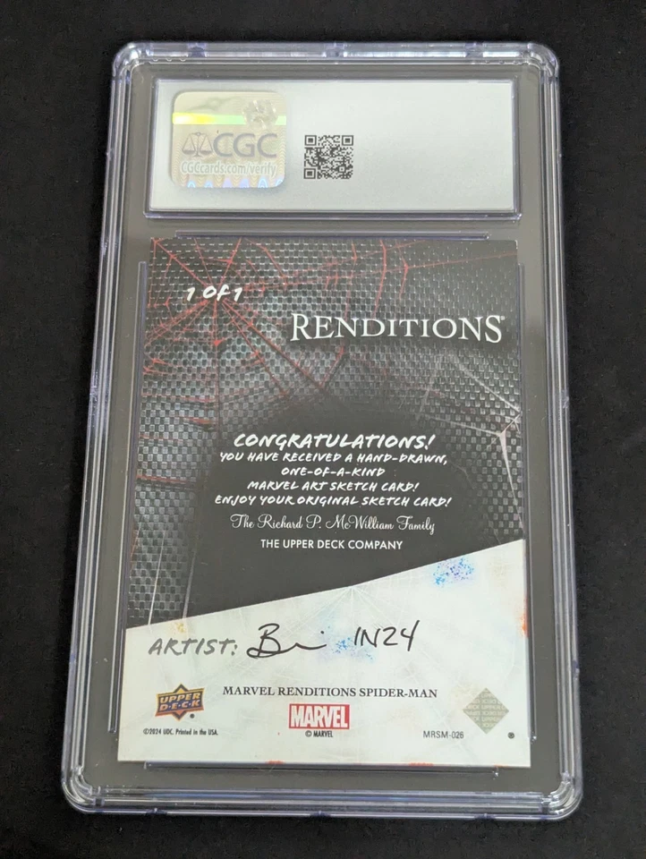 🔥🕷️MARVEL RENDITIONS SPIDER-MAN SKETCH 1/1 SPIDER-MAN VS DOCTOR OCTOPUS CGC 9 - Image 2 of 2