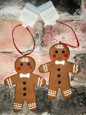 2 Wondershop 4.5" Christmas Clay Dough Gingerbread Man Ornament Festive Brown