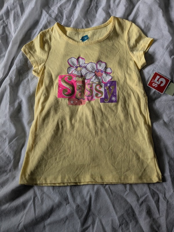 Extremely Me Yellow Short Sleeve Basic T Shirt Girls Size 6X Cotton Blend NWT