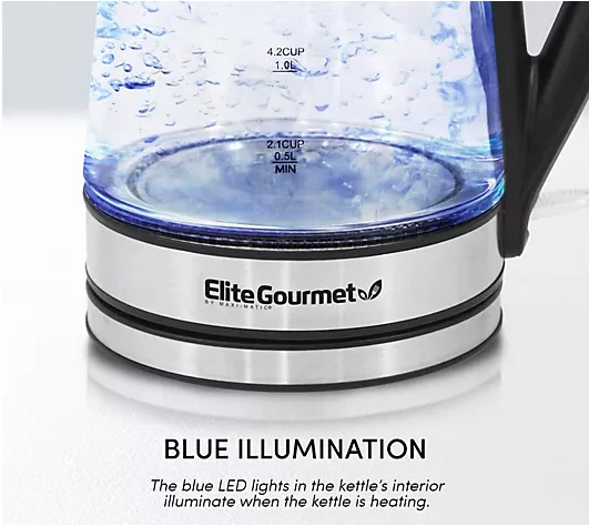 Hervidor de agua Elite Platinum inalámbrico de vidrio de 1,7 L, acero inoxidable Foto 4 de 4